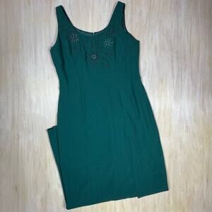 Rimini Green Bead Embellished Sleeveless Let Slit Elegant Evening Gown Dress 10